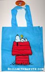 Snoopy on Doghouse Blue Reusable Tote Bag