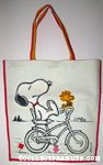 Snoopy & Woodstock on Bike Tote Bag