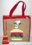 Snoopy holding Hamburger Tote Bag