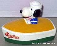 Snoopy in Green and Yellow Boat