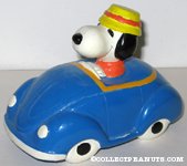 Snoopy in Blue VW Beetle