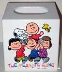 Peanuts Gang holding Charlie Brown and Snoopy Tissue Box Cover