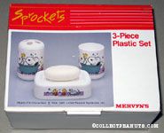 Snoopy & Woodstock bathing in tub 3-Piece Bath Set - Cup, Soap Dish, Toothbrush Holder