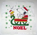 Snoopy & Woodstock Caroling in sleigh Washcloth