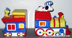 Snoopy on Train Engine & Woodstock on Caboose Bookends