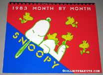 Snoopy laying down gathering Woodstocks 1983 Month by Month Calendar