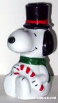 Snoopy wearing top hat and holding candy cane Christmas Votive Candle Holder