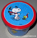 Snoopy & Woodstock dancing with snow flakes Candle Holder Tin