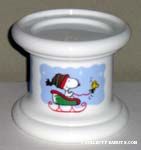 Snoopy in Sleigh pulled by Woodstock Candle Holder