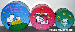 Snoopy eating treats Set of 3 Tin Canisters