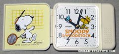 Snoopy & Woodstock playing badmitton Travel Alarm Clock