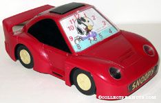 Snoopy driving red sports car Alarm Clock
