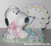 Baby Snoopy holding Teddy Bear Clock