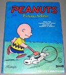 Snoopy running through hoop with Charlie Brown Coloring Book