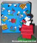 Snoopy Flying Ace on Happy Birthday Doghouse Figurine