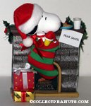 Snoopy & Woodstock in Christmas Stocking by Fireplace Figurine