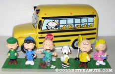 Peanuts Gang School Bus Bank and Figurine Set