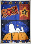 Snoopy laying on Pumpkin with Woodstock 'Boo!' Flag