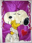 Snoopy hugging Woodstock Flag