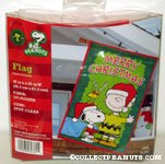 Snoopy, Charlie Brown and Woodstock dressed up 'Merry Christmas' Flag