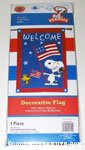 Snoopy & Woodstock holding American flags 'Welcome' Flag