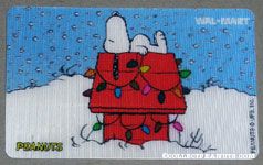 Snoopy on decorated doghouse Walmart Gift Card