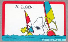 Snoopy & Woodstock parasailing 'Zu zweien... macht alles mehr spass als allein!' German Wallet Greeting Card