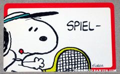 Snoopy playing tennis 'Spiel - Satz und sieg! su hast mein herz gewonnen!' German Wallet Greeting Card