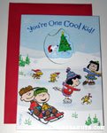 Snoopy sleeping on doghouse in stocking hat Card