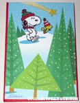 Snoopy & Woodstock shooting star in forest Christmas Card
