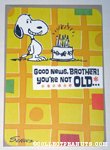Snoopy with cake 'Brother' Birthday Greeting Card