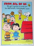 Peanuts Gang with cake Birthday Greeting Card