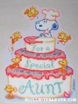 Snoopy & Woodstocks decorating cake 'Aunt' Birthday Greeting Card