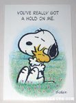 Snoopy hugging Woodstock Greeting Card