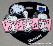 Snoopy Dancing with notes on pink background Barrette