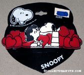 Snoopy kissing Lucy with red hearts Barrette