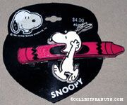 Snoopy running with red crayon Barrette