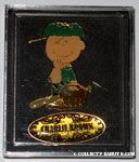 Charlie Brown in baseball uniform and 'Charlie Brown' pin set