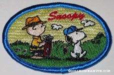 Snoopy golfing with Charlie Brown Patch Pin
