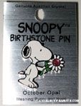 Snoopy holding birthstone flower Pin - October