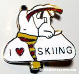 Snoopy laying in pile of snow 'I heart skiing' Pin