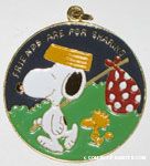 Snoopy with Hobo Pack and Woodstock walking 'Friends are for Sharing' Pendant