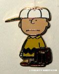 Charlie Brown in baseball hat and glove Pin