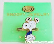 Snoopy dancing in blue shirt Ring