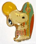 Snoopy holding surfboard Pin