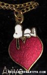 Snoopy laying on heart Necklace