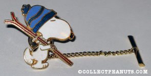 Snoopy carrying Skis Tie Tack