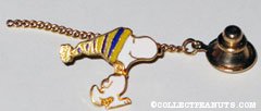 Snoopy skating in stocking hat Tie Tack