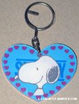 Snoopy Portrait Blue Heart Keychain