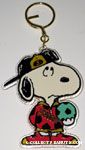 Snoopy wearing '90s clothes holding soccer ball Keychain
